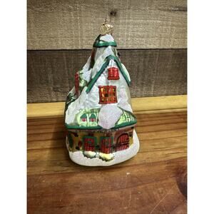 Dept 56 Reindeer Barn Glass Ornament Night Before Christmas North Pole In Box